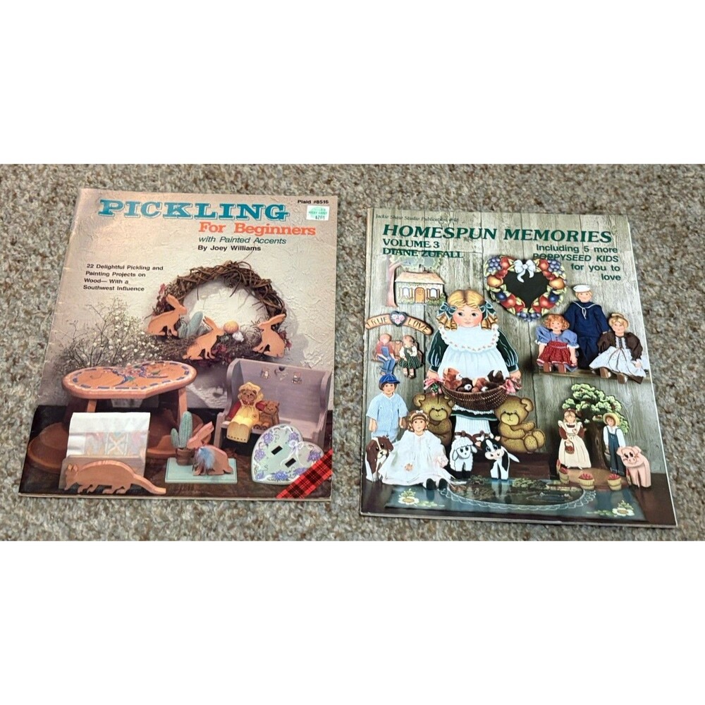 Vintage Teddy Bear Tole Painting Pattern Books Lot of 2 Wood Craft Folk Art